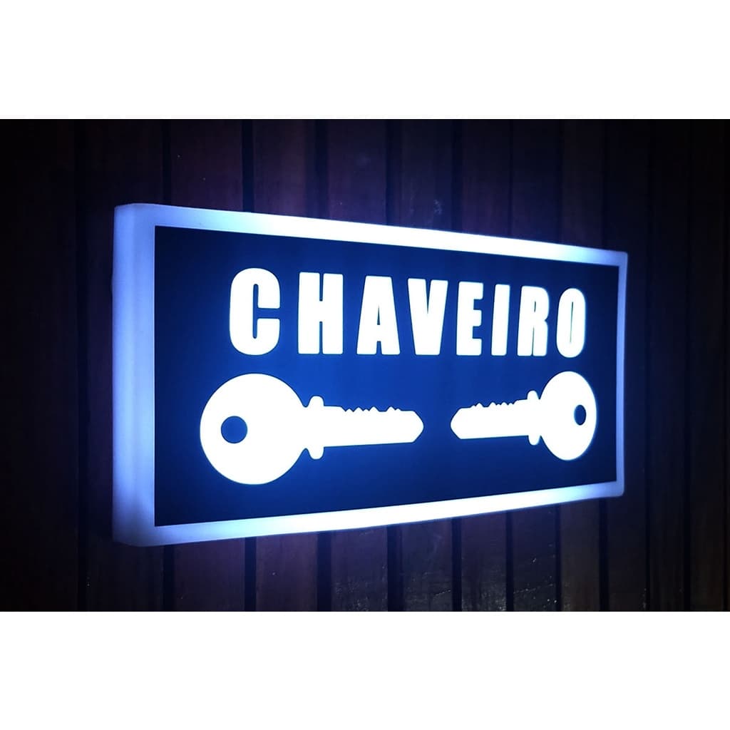 Placa Chaveiro Letreiro Chaveiro Luminoso Multicolorido Led 60x28