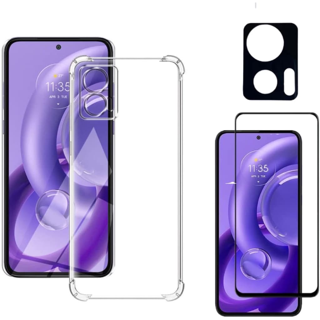 KIT Capa Anti Shock Para Moto Edge 30 Neo + Pelicula Vidro 3d + Pelicula Camer