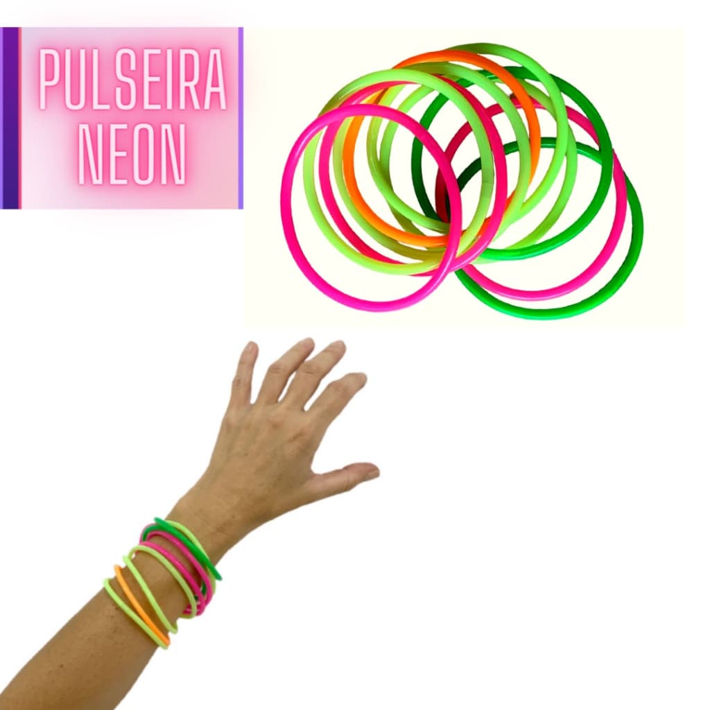 20 Pulseiras Neon Brilha na Luz Negra Adereços para Festa Neon