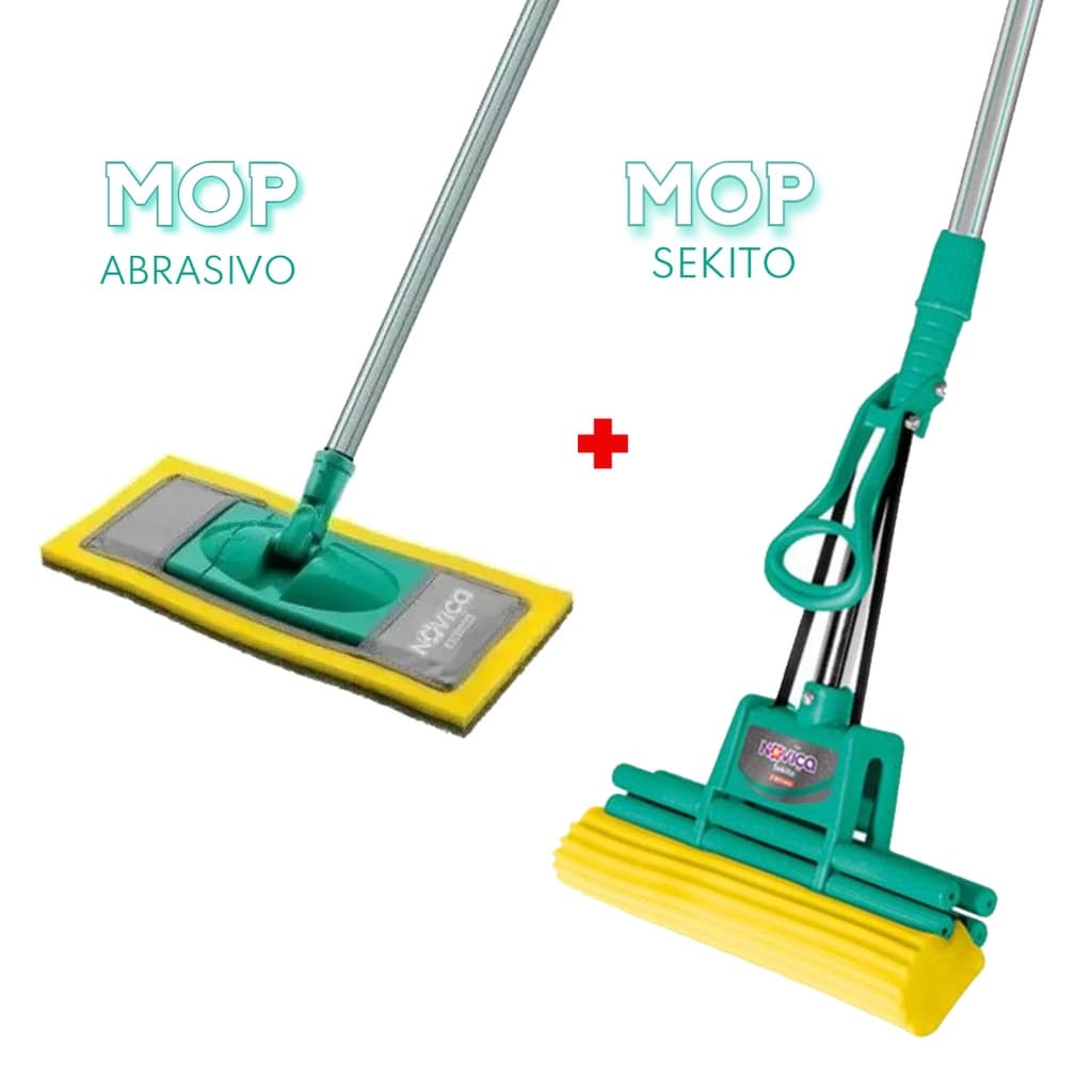 Kit Mop Rodo Mágico Sekito + Mop Abrasivo Esfrebom Noviça