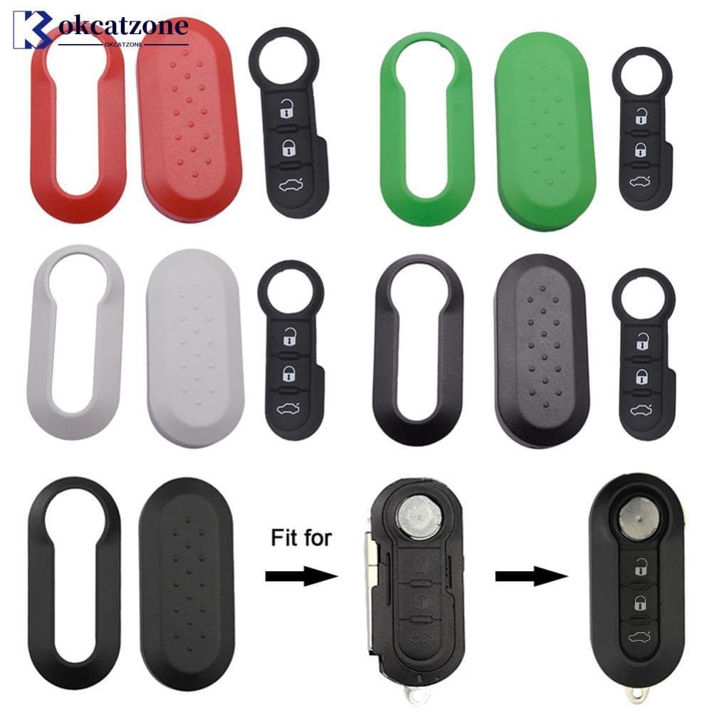 OKCATZONE 3Pcs/set 3 Botões De Sílica De Flip Modificado Remoto Capa De Chave De Carro Para Fiat 500 Panda Punto Bravo I2S6