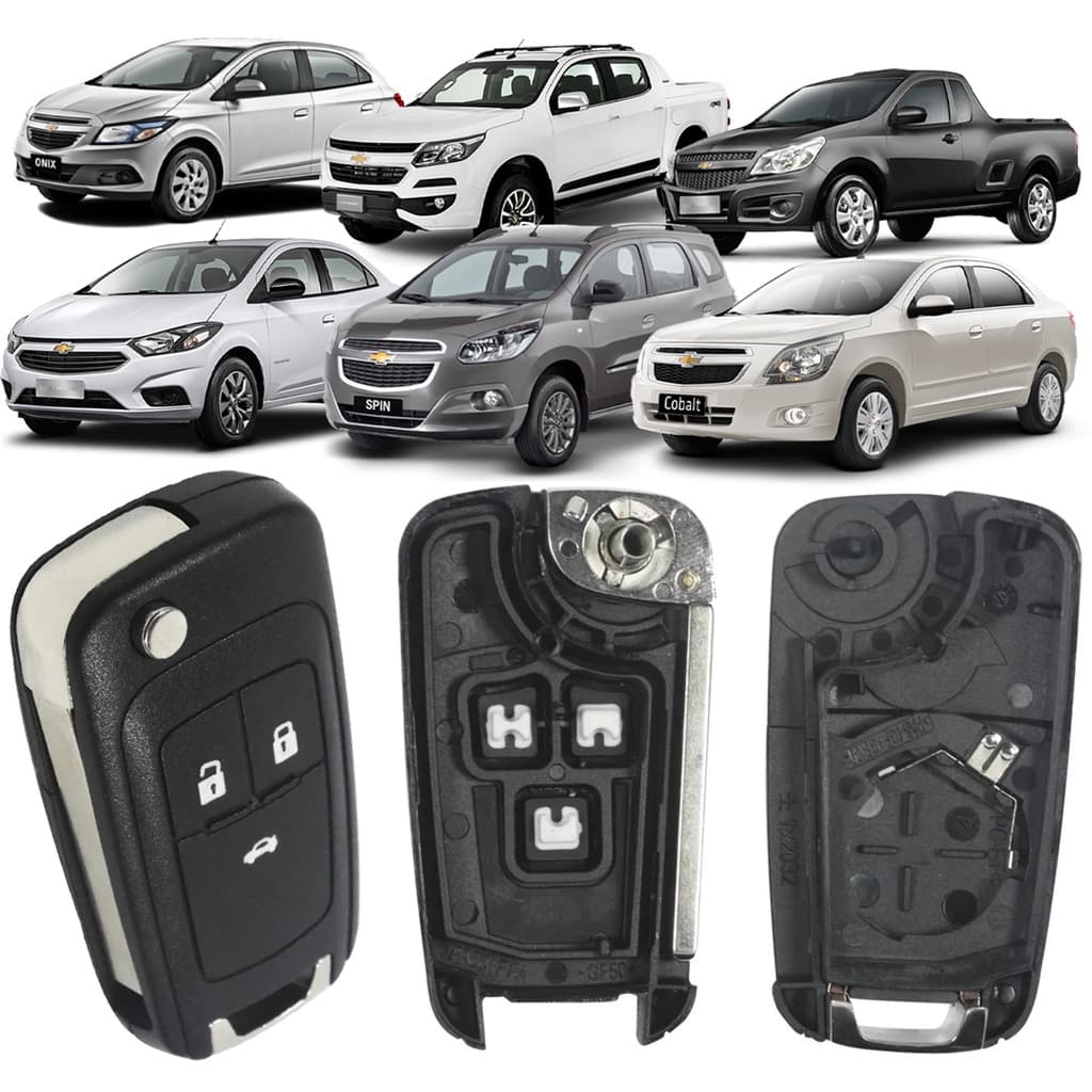 Carcaça Capa Chave Canivete Resistente 3 Botões GM Chevrolet Onix Cobalt Cruze Celta S-10 Spin