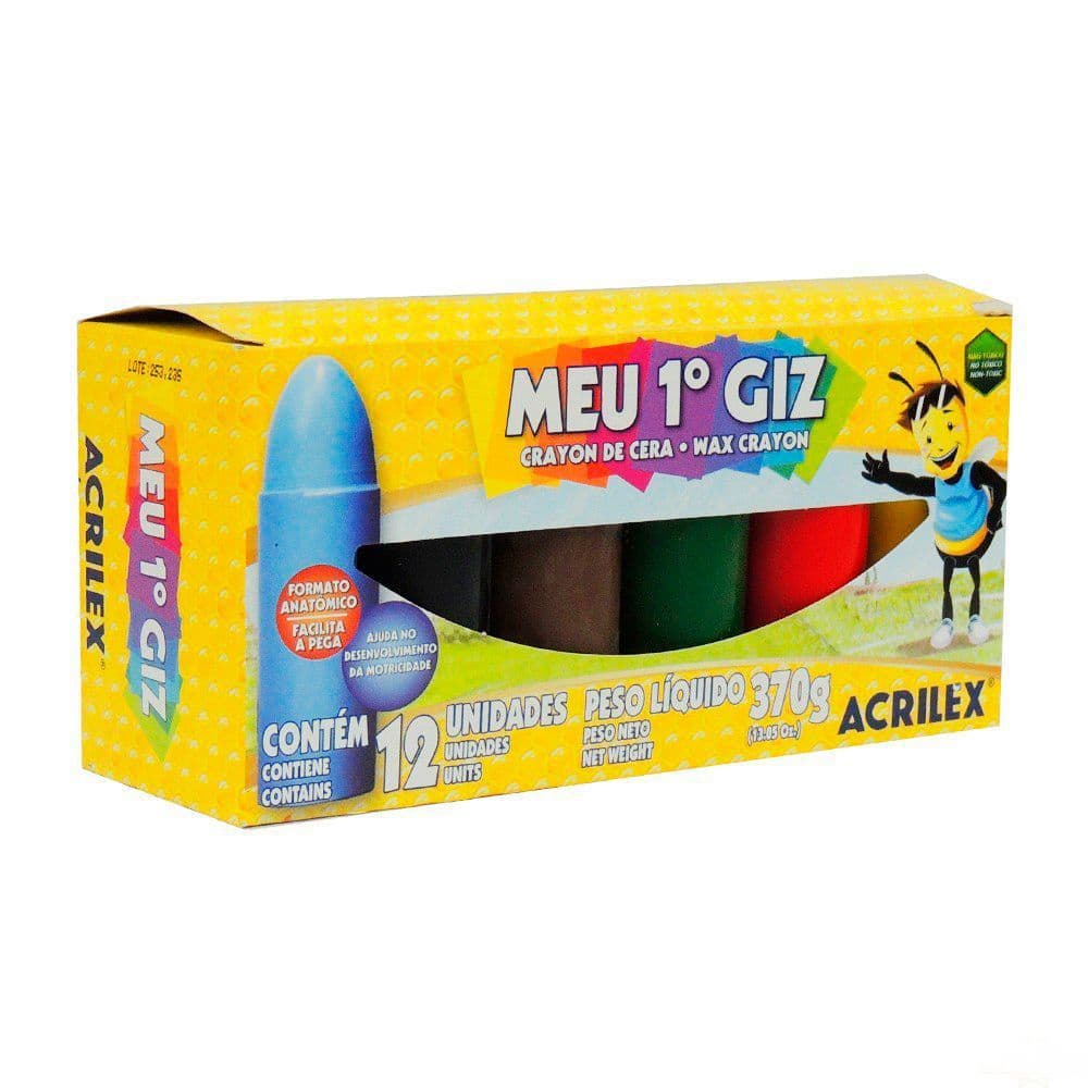 Meu 1º Giz Crayon de Cera 12 Cores Acrilex