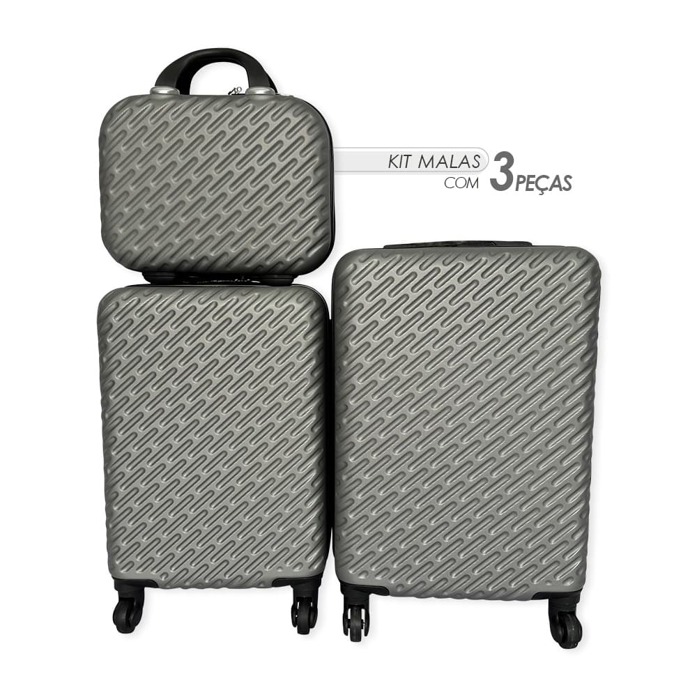 Kit 3 Malas De Viagem Rodas e de Mão P/M/G Pequenas viagens Mala Resistente