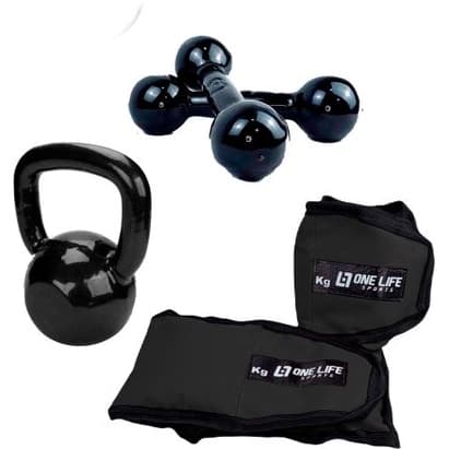 KIT FUNCIONAL HALTER 5 KG + CANELEIRA 4 KG + KETTLEBELL 6KG