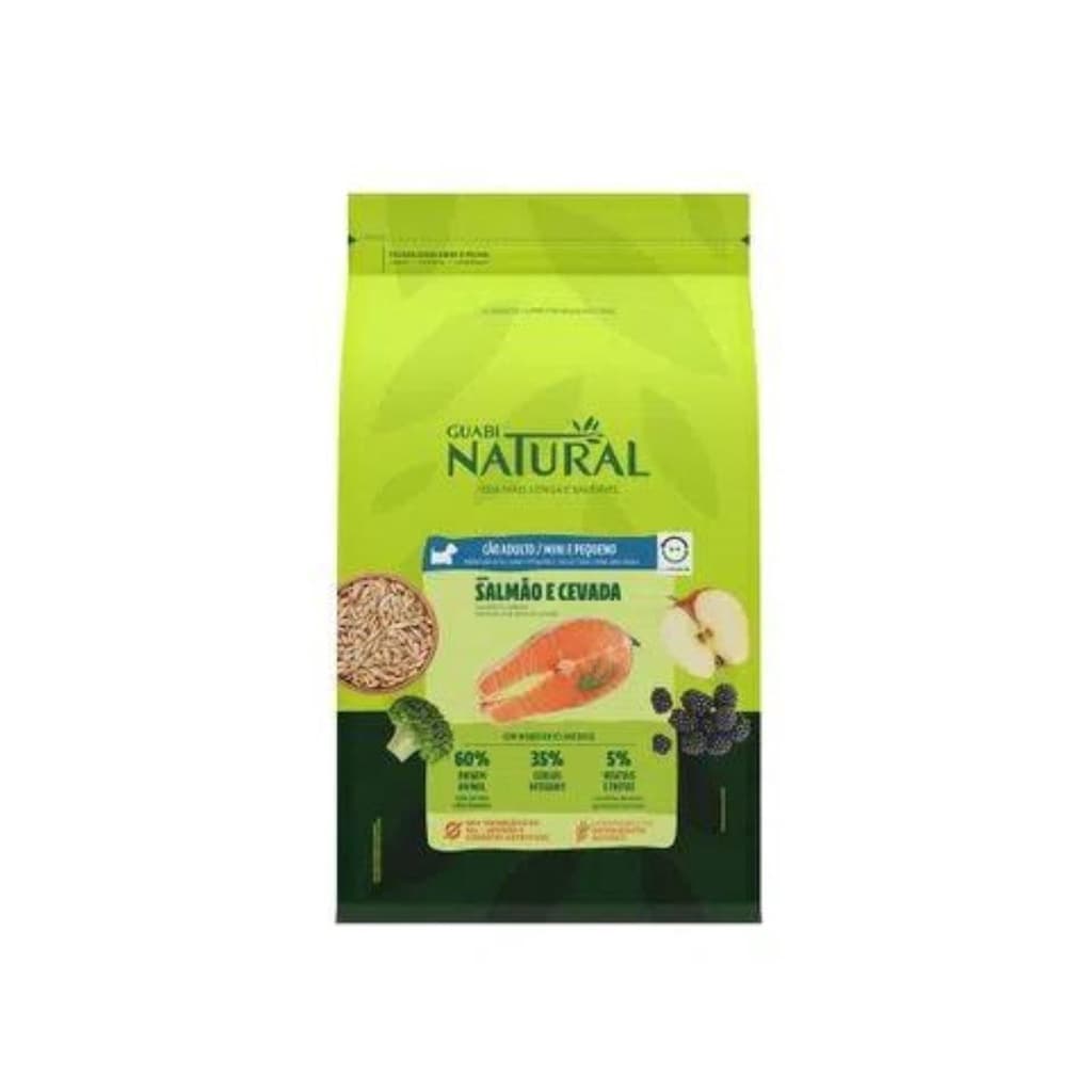 Ração Para Cachorro 1KG Guabi Natural Cão Adulto Porte Mini e Pequeno Sabor Salmão e Cevada