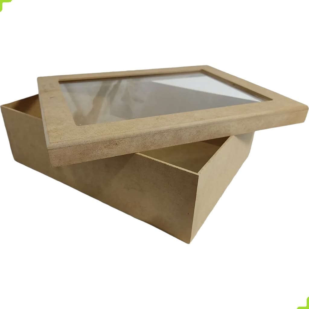 Caixa Mdf Natural Com Vidro Na Tampa Grande presentear dias das mães 34x26x10