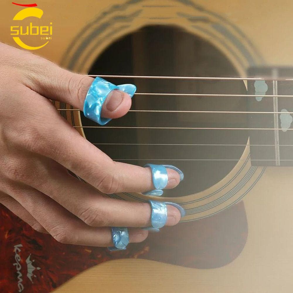 SUBEI Palhetas De Guitarra 1 Polegar + 3 Bainha De Dedo Para Acústica