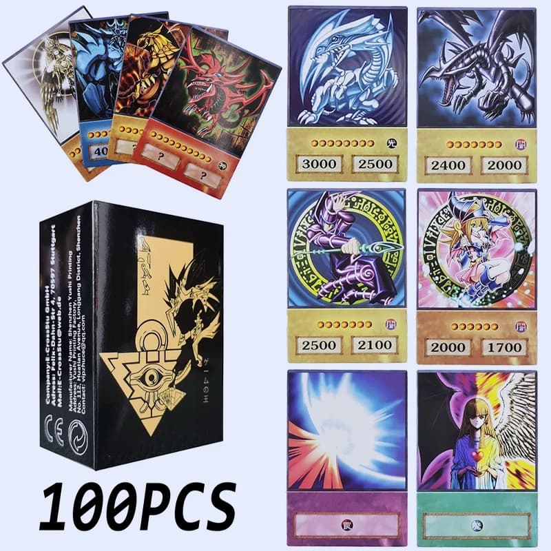 100pcs Yu-Gi-Oh Anime Style Cards Blue Eyes Dark Magician Exodia Obelisk Slifer Ra Yugioh DM Classic Proxy DIY Card Kids