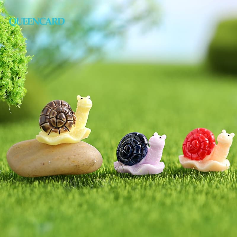 3pcs/lot Figurino Caracol Miniatura Decoração De Estátua Para Mini Fada Jardim Micro Paisagem Artesanato Em Resina Animal