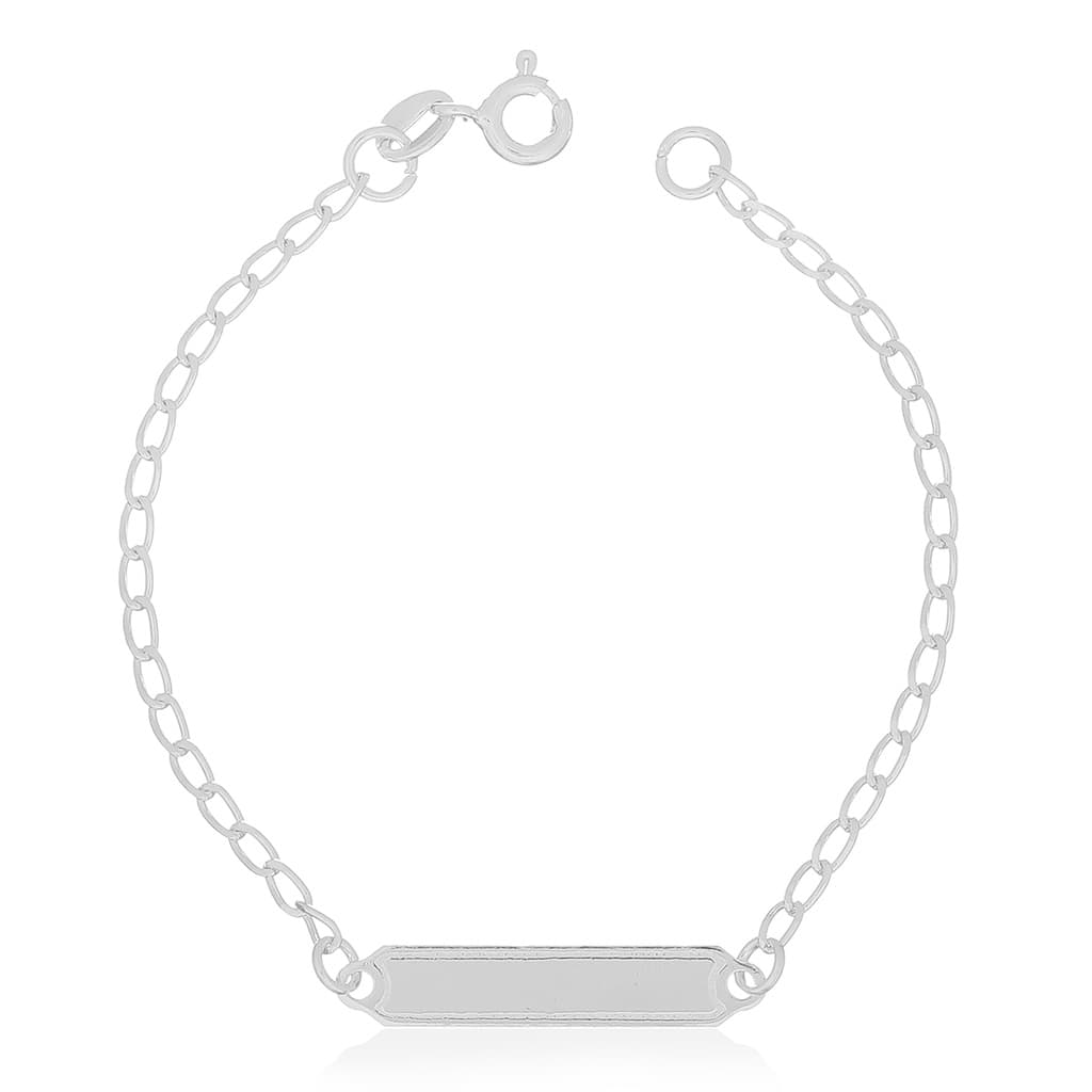 Pulseira Infantil Chapinha Bordas Prata 925