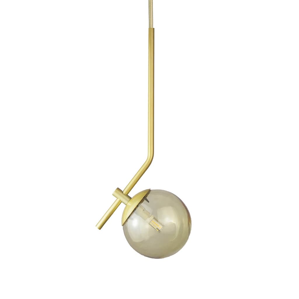 Kit 2 Pendentes ON LY - DOURADO com globo de vidro Âmbar