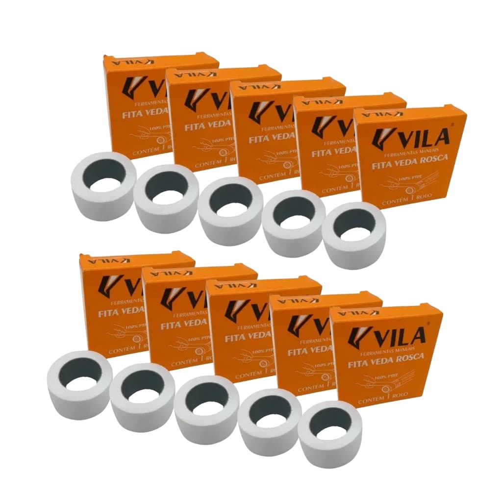 Kit 10 Fita Veda Rosca 18mmx50m Vedação Torneira Chuveiro