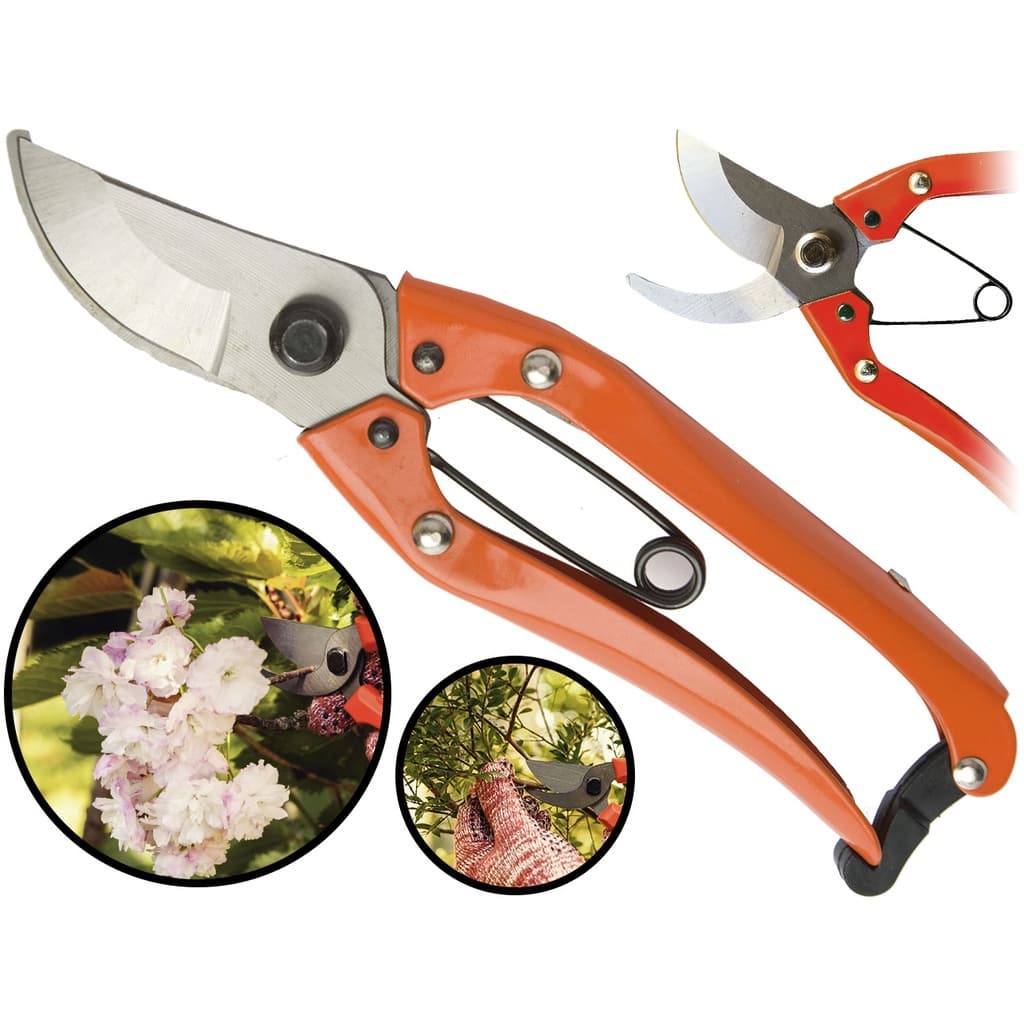 Tesoura Para Poda Árvores Plantas 8'' Manual Com Trava E Mola Fertak 7507