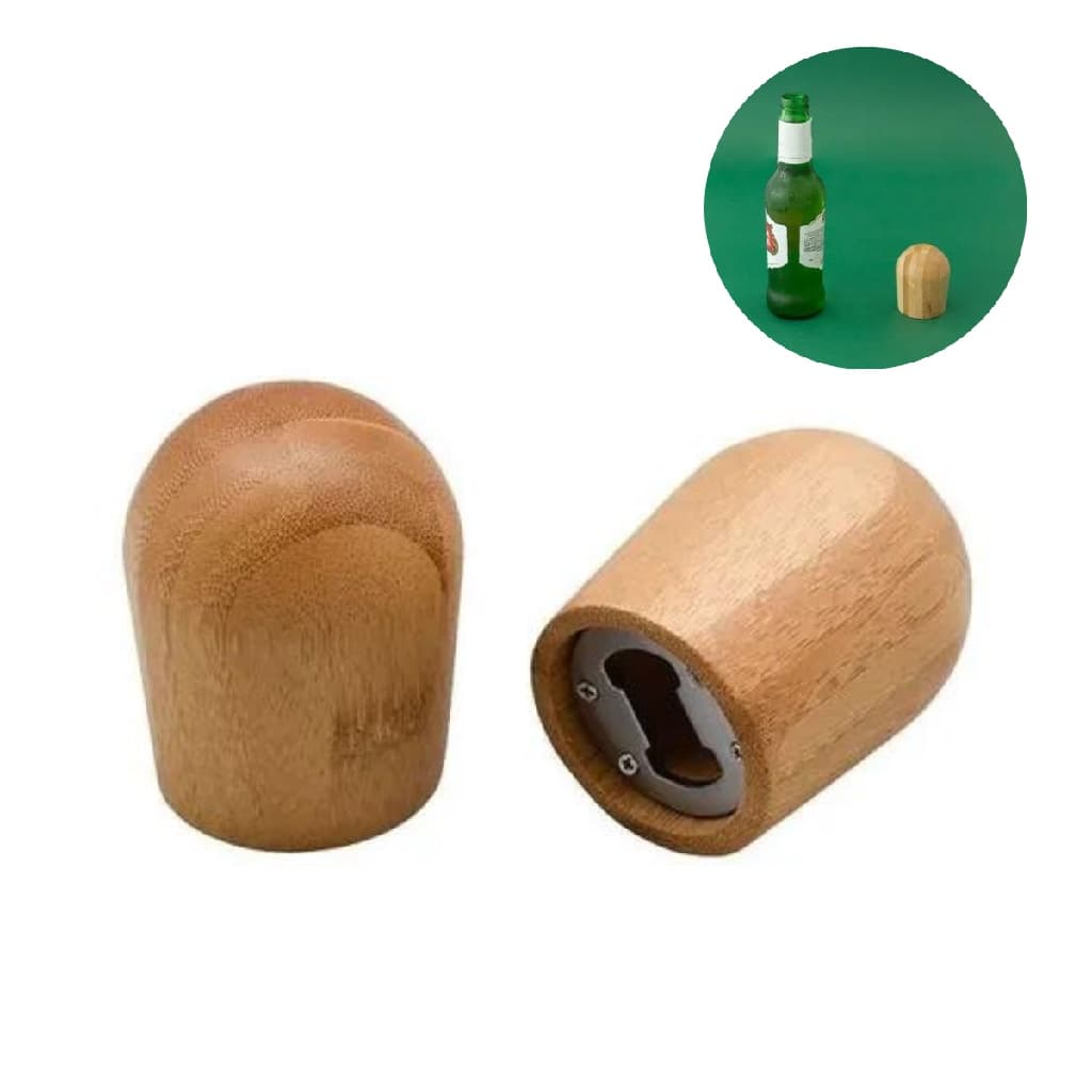 Abridor De Garrafas Bambu Inox Prático Pequeno Bar Restaurante Lanchonete