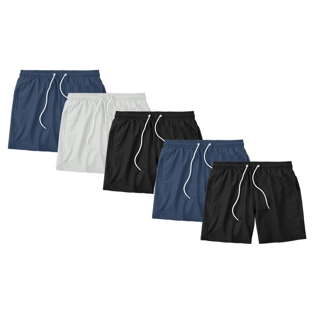 Kit 5 Shorts Masculino Bermuda Mauricinho Liso Tactel