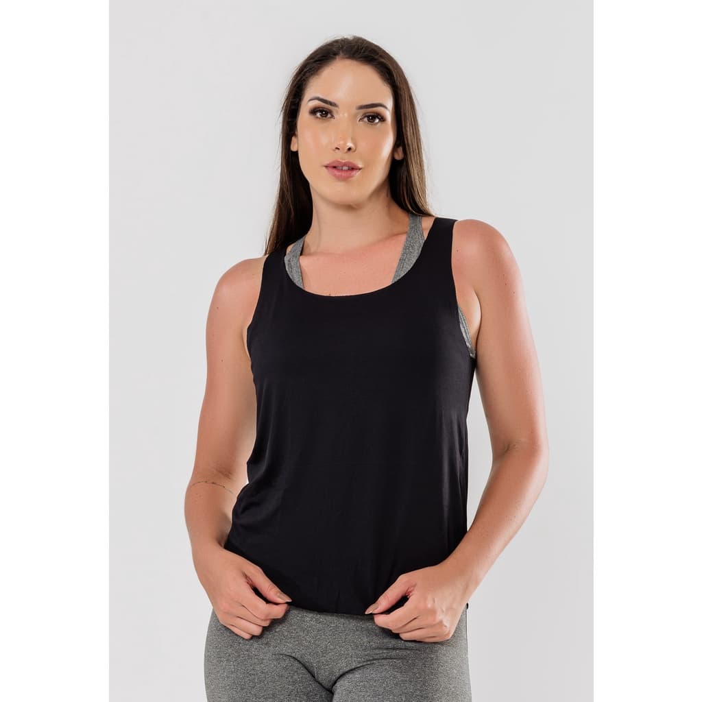 Camisa Regata Feminina Pós Treino Alça Larga Camiseta Básica Fitness