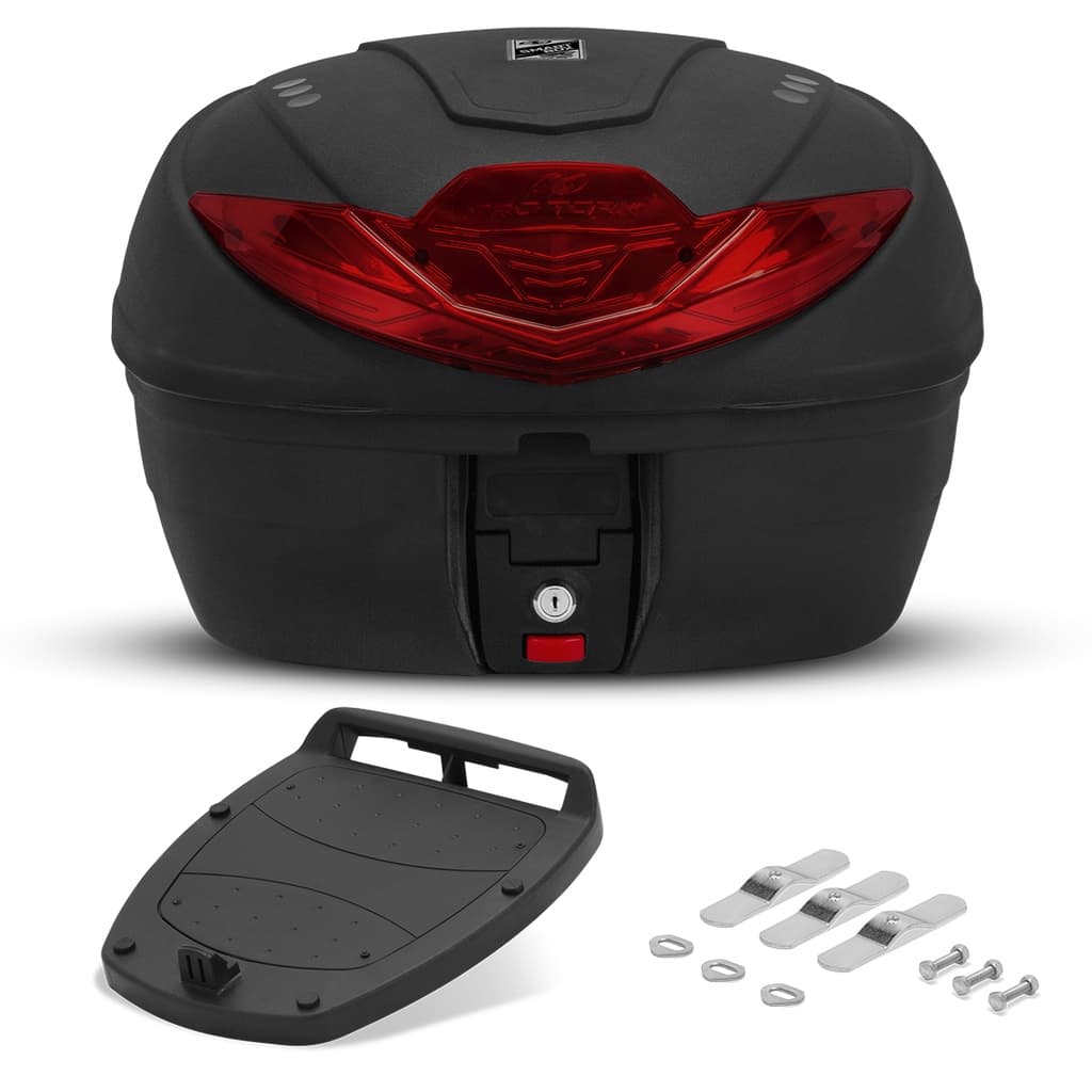 Bau Bauleto Para Moto 35 Litros Pro Tork Universal Completo Motoboy Lancamento Fumê Ou Vermelho