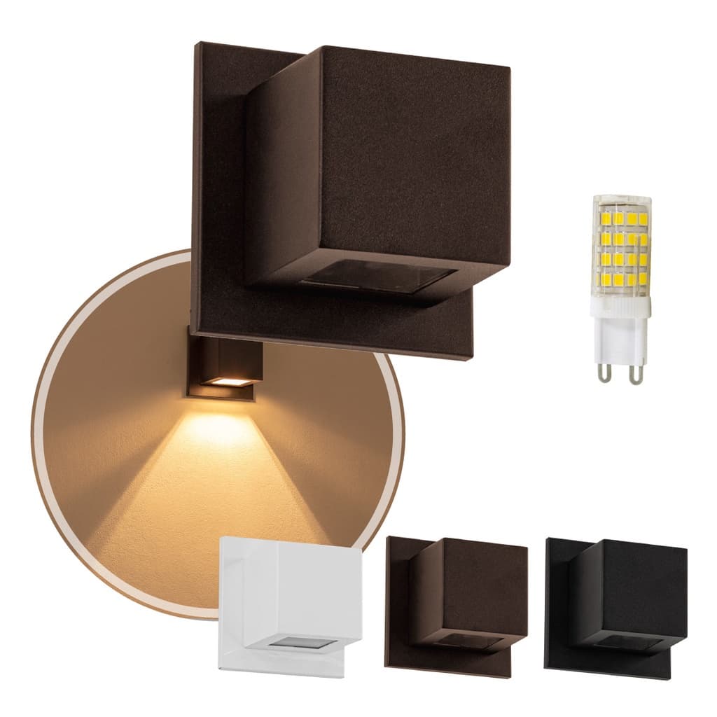 3x Arandela Box Cubo Pequena 1 Fachos + Led G9 5W St1319
