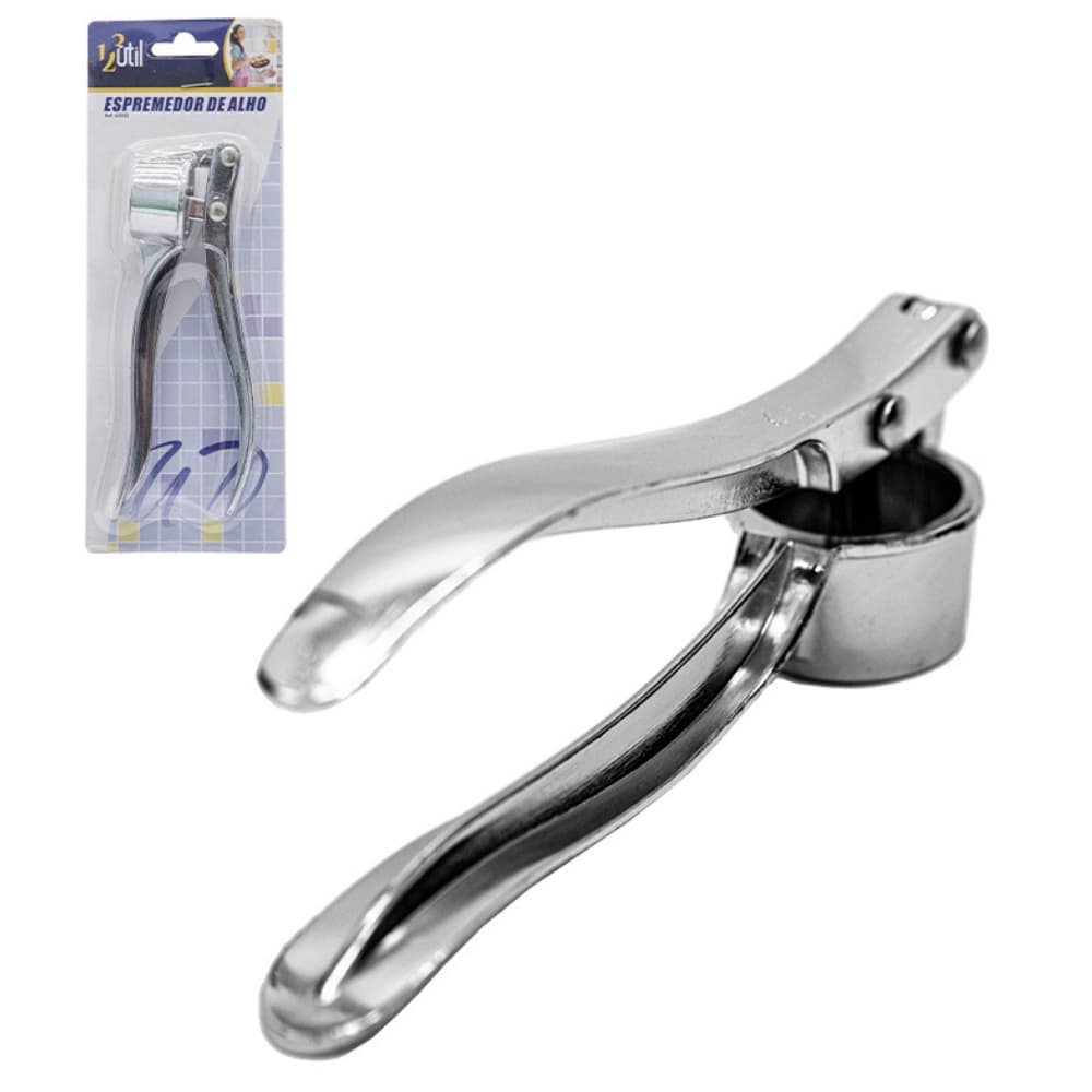 Espremedor de Alho Amassador Manual Resistente Acessório de Cozinha em Aço Inox Picador de Temperos Com Tambor Prensa
