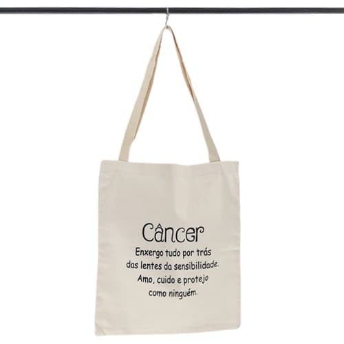 Bolsa Ecobag 100% Algodão Estampa "CÂNCER" Signo Grande Leve
