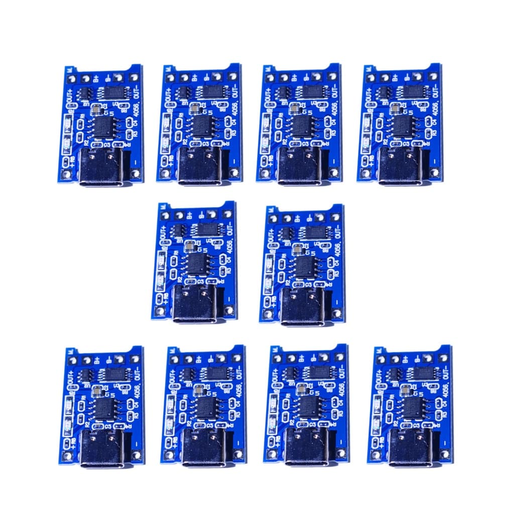 Kit 10 Módulos Carregador  de Bateria 18650 Tp4056 Entrada Type-c Com Proteção