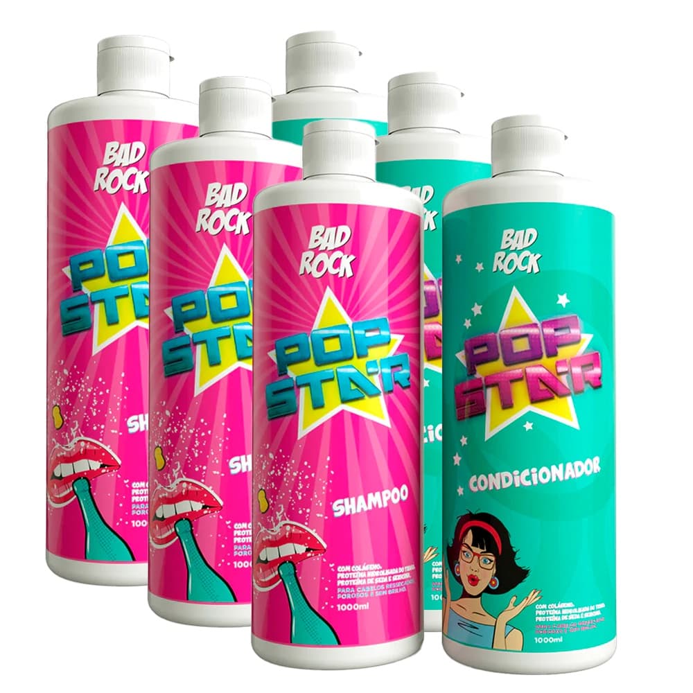 Kit 03 Duo Shampoo + Condicionador Pop Star Bad Rock 1000ml
