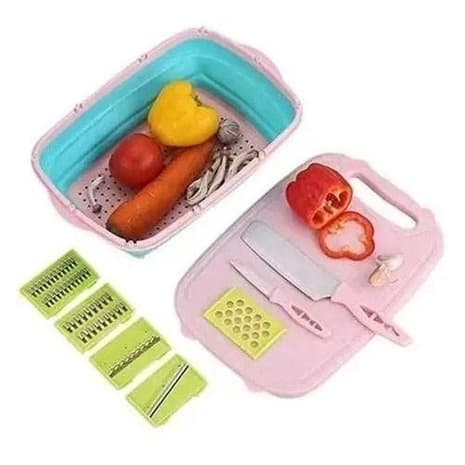 Kit Ralador Escorredor Retrátil Silicone 9 Pçs