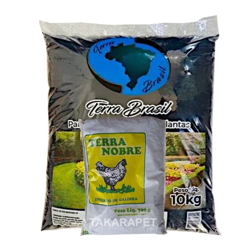 Kit Terra Brasil Adubada 10Kg + Esterco de Galinha 700gr
