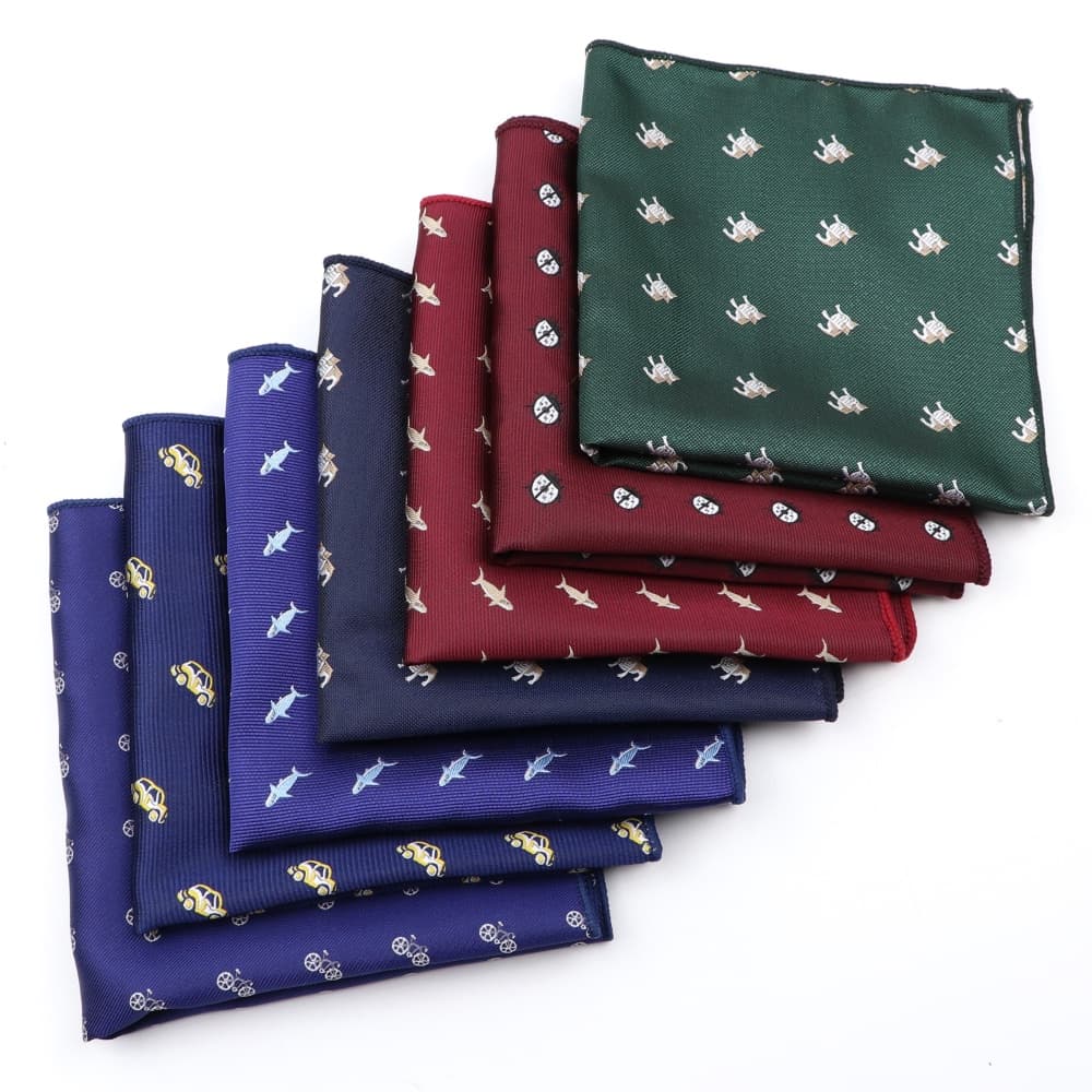 ZONFAZ Moda Bolso Quadrado Impresso Lenço Dinossauro Terno Masculino Negócios Casamento Lenços Acessórios Presente