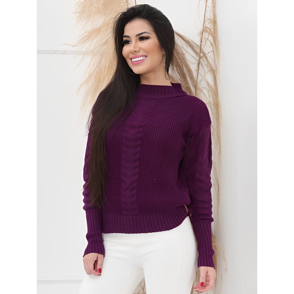 Blusa Moda Feminina Tricot Trança Inverno Blogueira