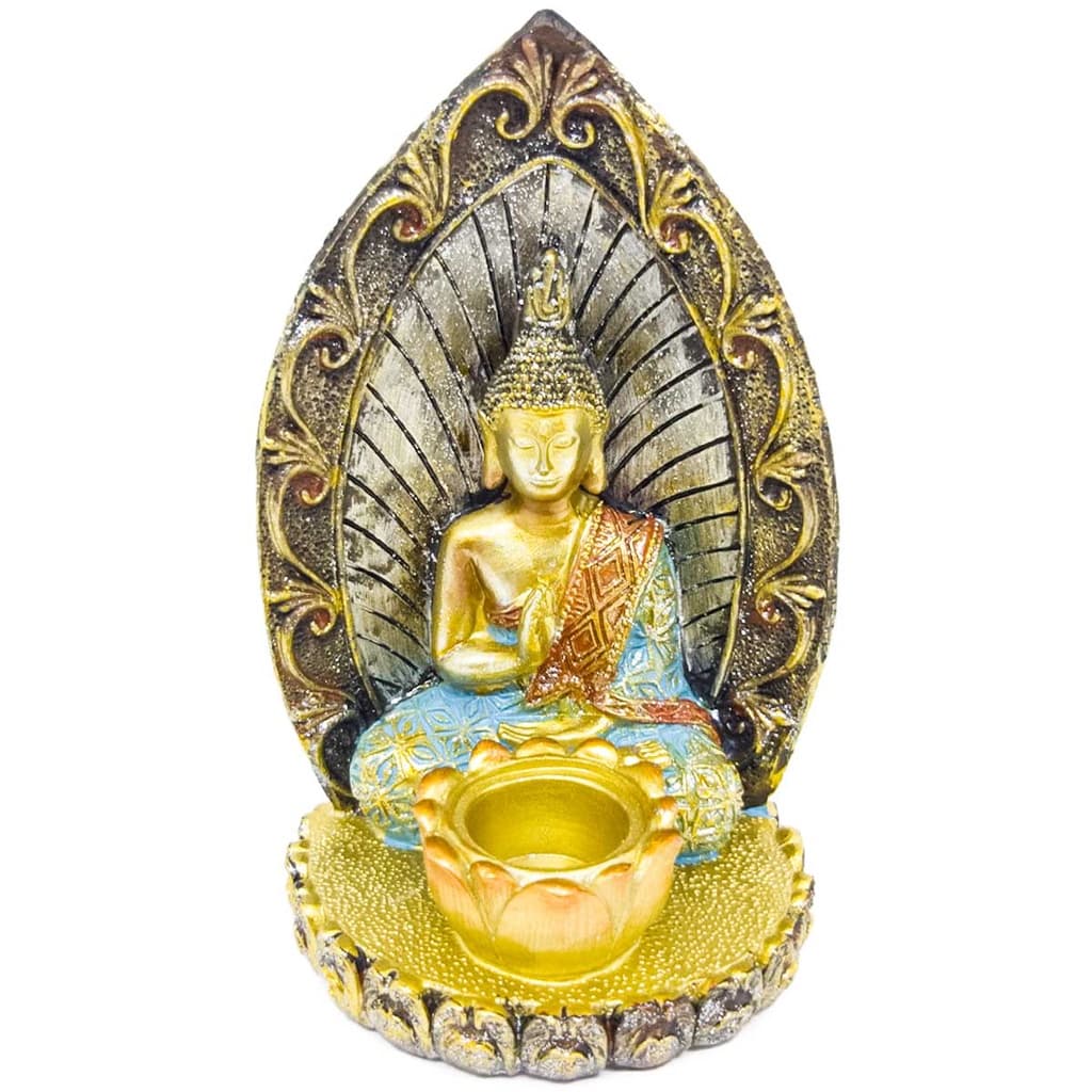 Enfeite Decorativo Buda Tibetano Porta Vela Decoração Zen Hindu Resina