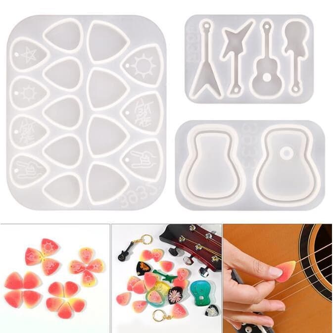 Palhetas De Guitarra Silicone Molde Para Dedo Polegar Chaveiro Moul Resine Epoxy Bijoux