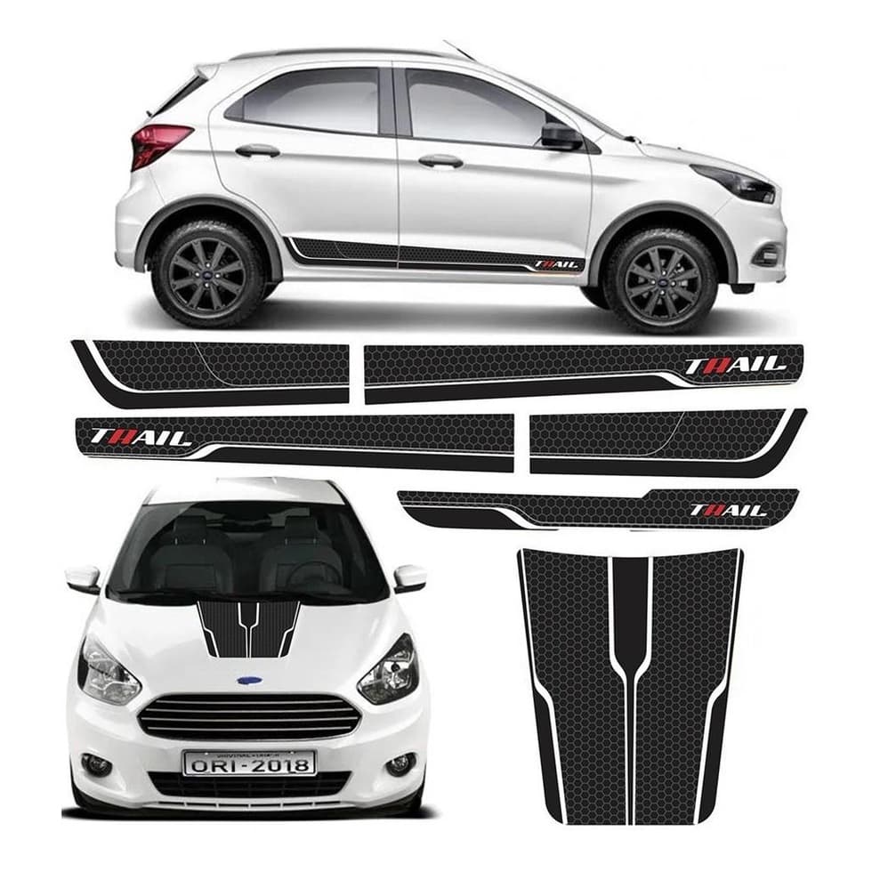 Adesivo Ford Ka Trail Kit Faixa + Adesivo Do Capo 2018 Preto