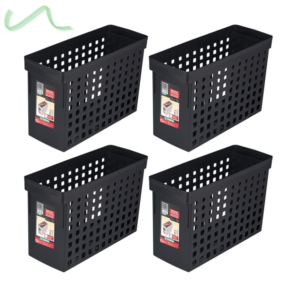Kit 4 Caixa Arquivo Móvel Estreito Preto Para Pastas Suspensas Ordene
