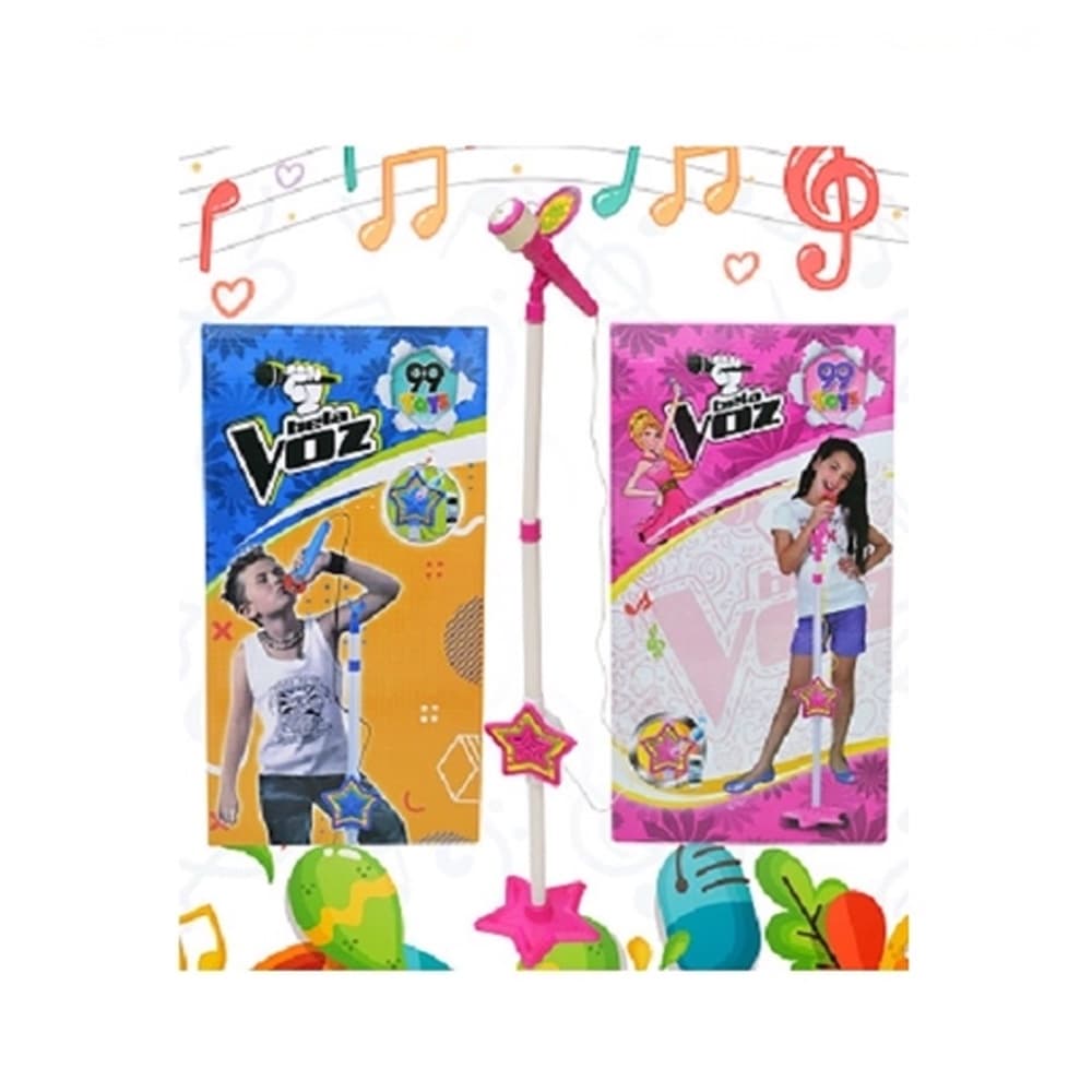 Microfone Com Pedestal Infantil Alto Falante Amplificador Integrado Menino Menina