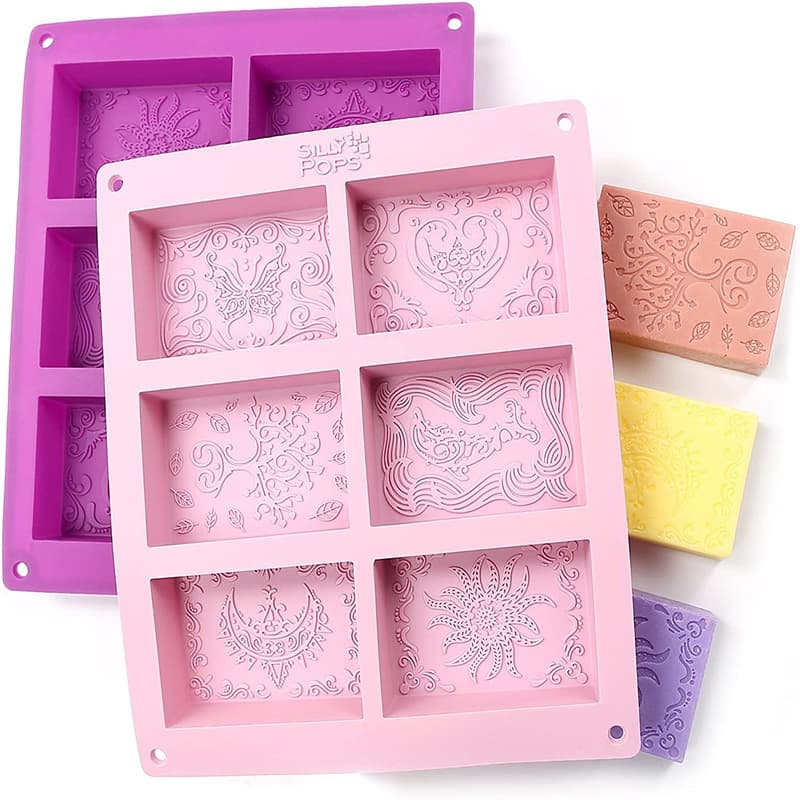 6 Moldes De Sabão De Silicone Cavity Em Forma De Rectângulo Quadrado Artesanais Ferramentas Portáteis Para Fabric