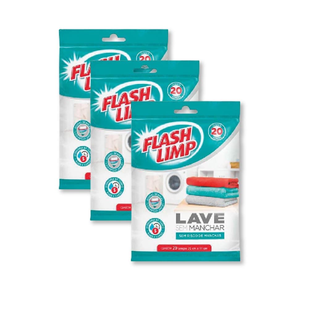 Kit 3 Lenço Lave Sem Manchar Anti Manchas FLASH LIMP