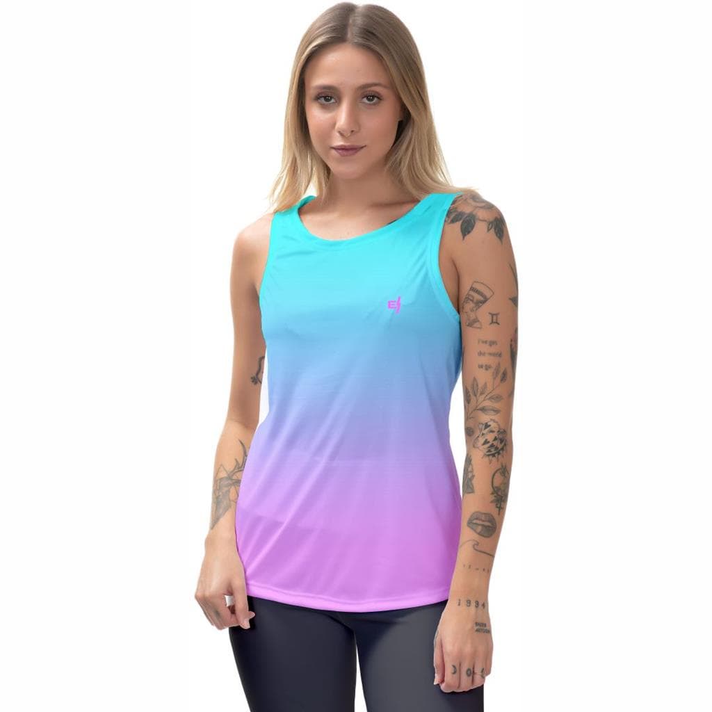 Blusa Regata Feminina Academia Dry Fitness Camisa Treino Caminhada Corrida Camiseta Cavada Malhação Proteção UV50