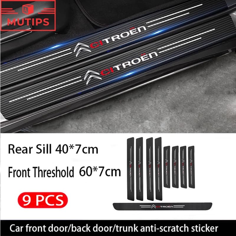 Citroen 9Pcs Autocolantes Para Portas De Automóveis Proteção Da Soleira De Fibra De Carbono Anti-Riscos Aircross e-c4 DS5 DS7 c3 c4 c5