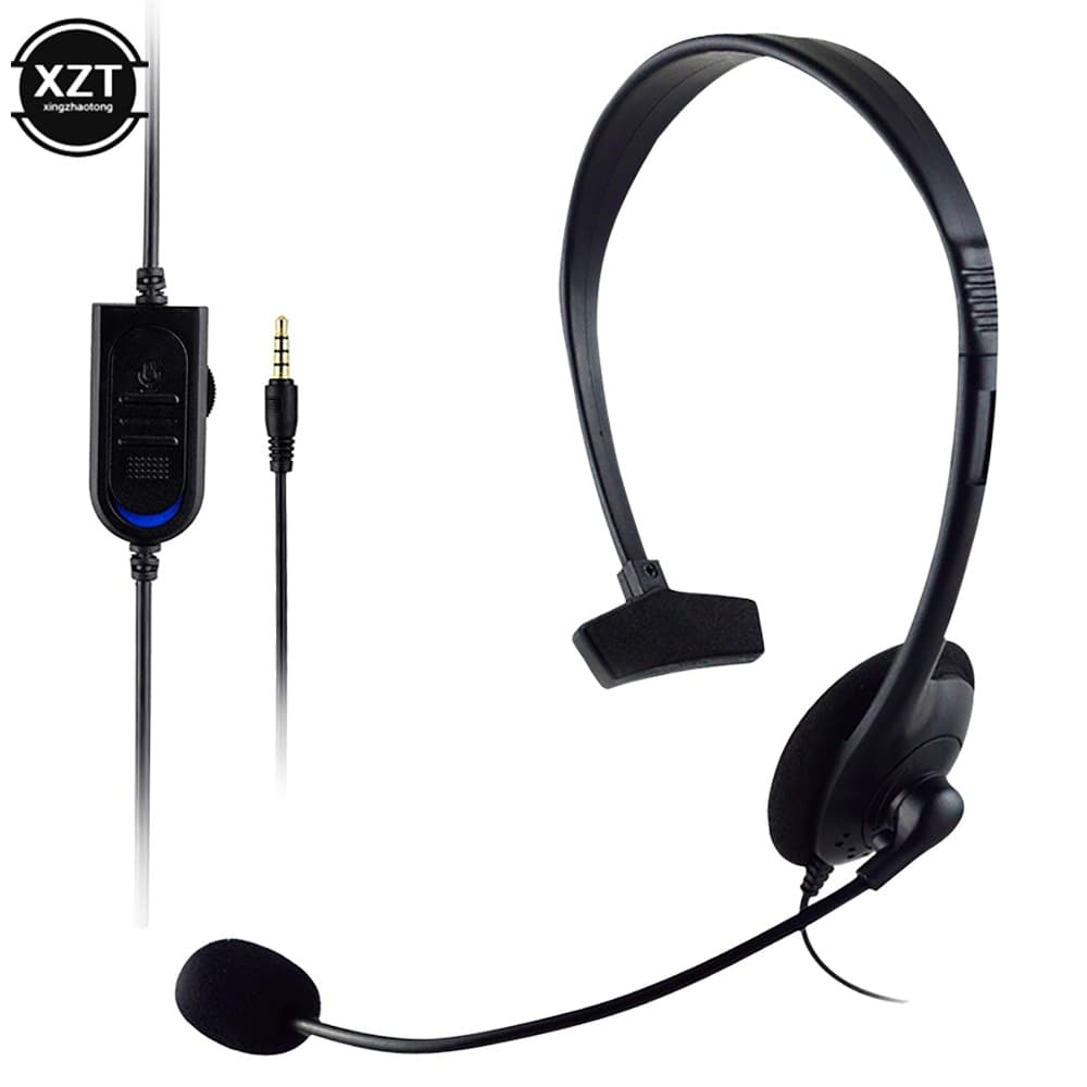 Fone De Ouvido Com Microfone Cancelamento De Ruído monoaural PS4 Sobre Orelha Lateral Único Fio 3,5 Microfones