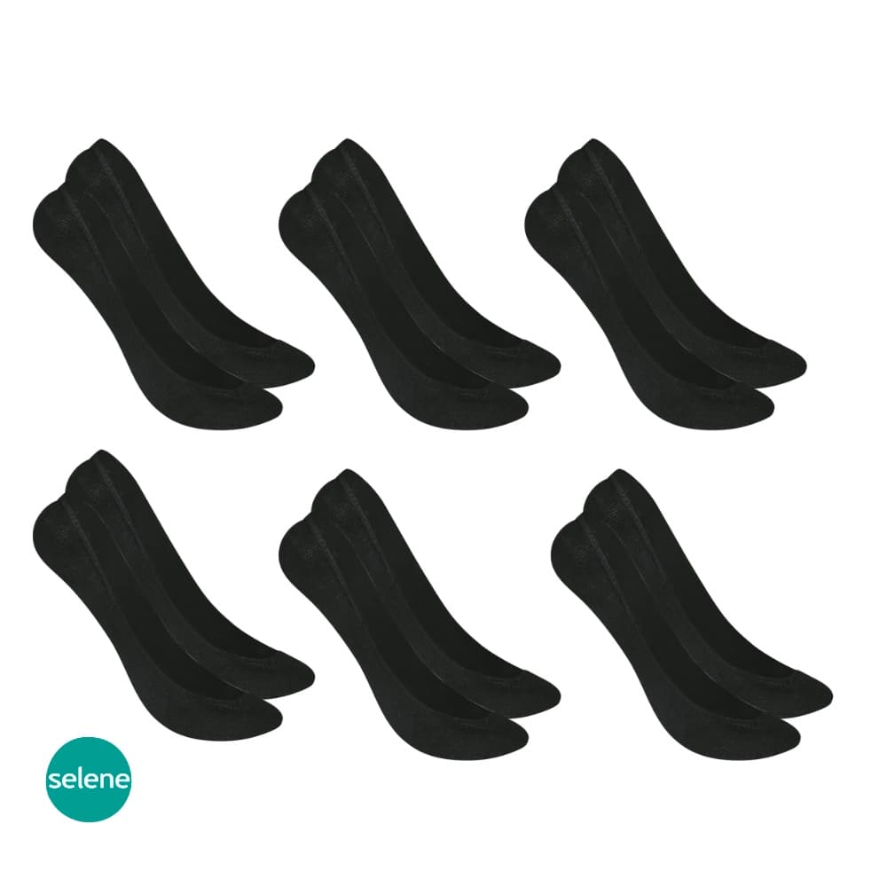 6 Pares De Meias Basica Super Invisivel Selene De Algodao Feminina Sapatilha Com Calcanhar Verdadeiro