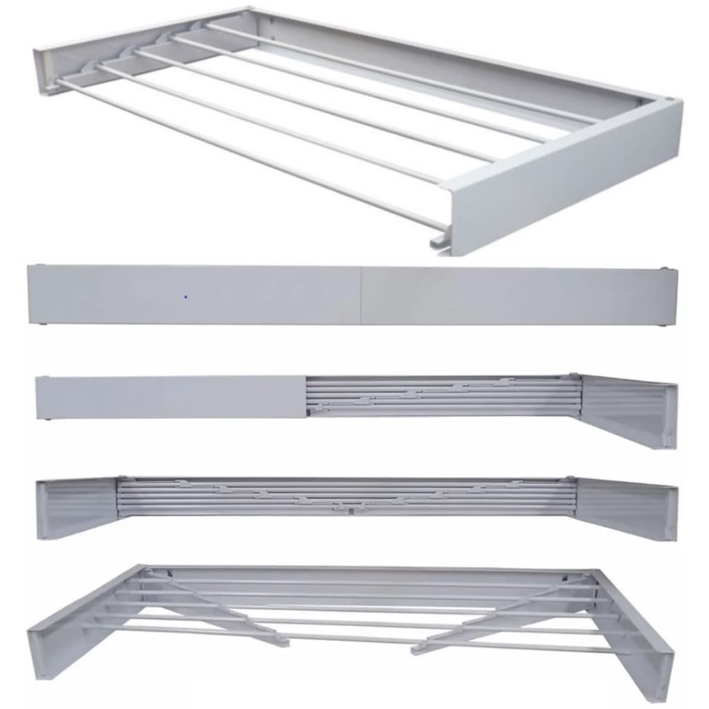 Varal Magico 4 Varetas Em Aluminio 50cm - Dobravel Branco