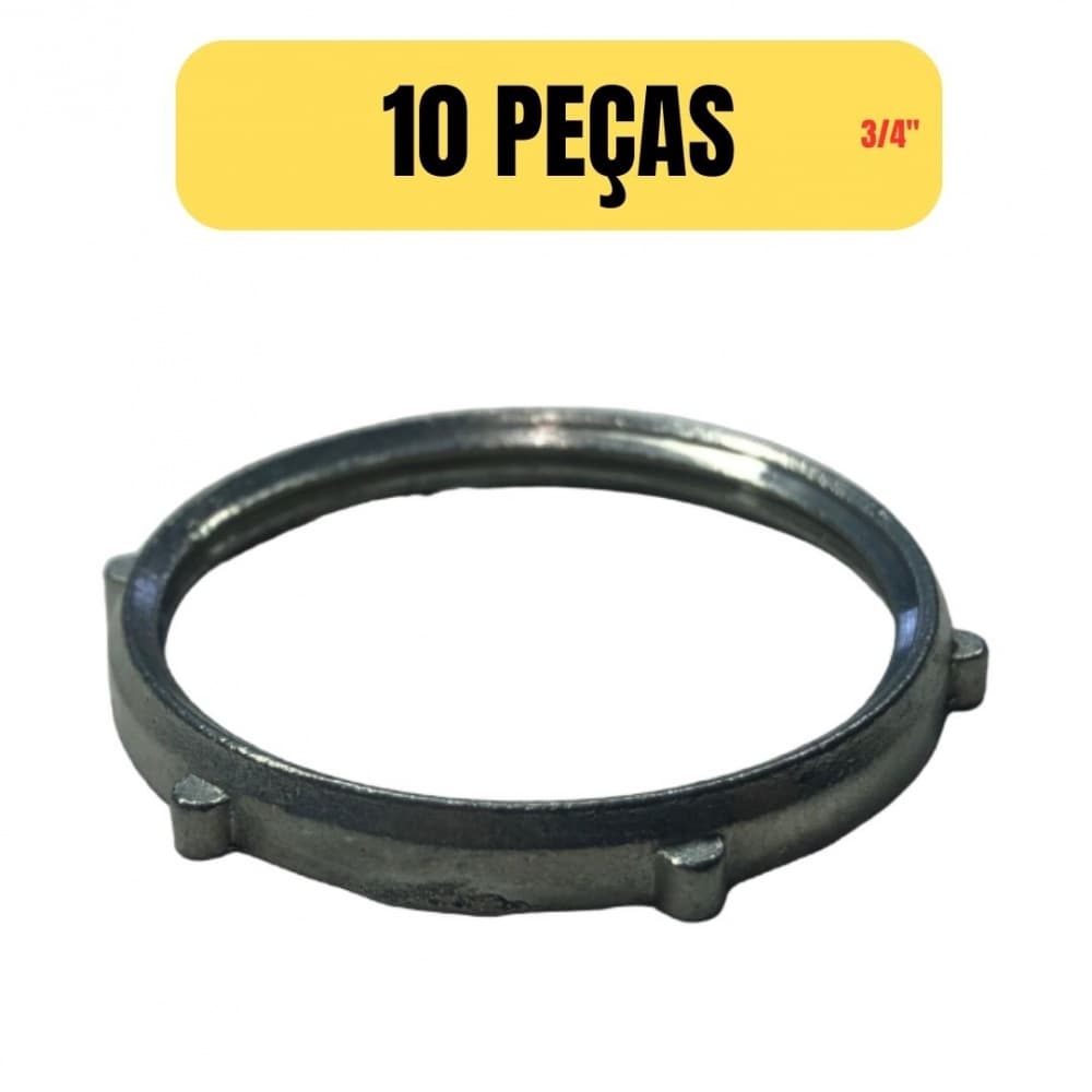 Kit 10 Arruelas Alumínio para Eletroduto e Condulete 3/4" Fixação e Acabamento