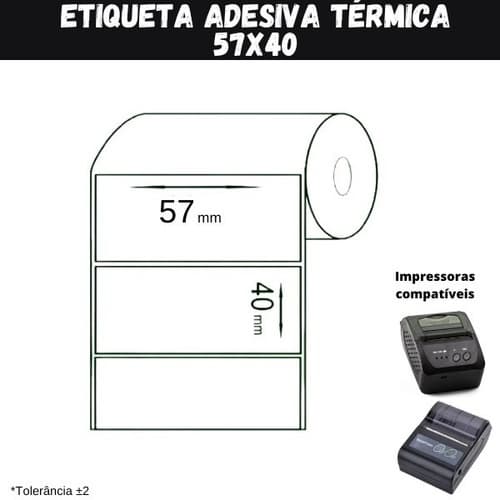 Etiqueta Adesiva 58x40 P/ Mini Impressora Ou Pos58 - 1 Rolos