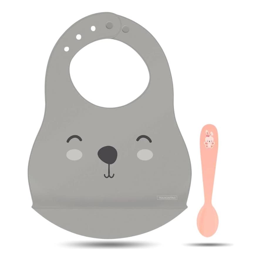 Babador De Silicone E Colher Infantil Tramontina
