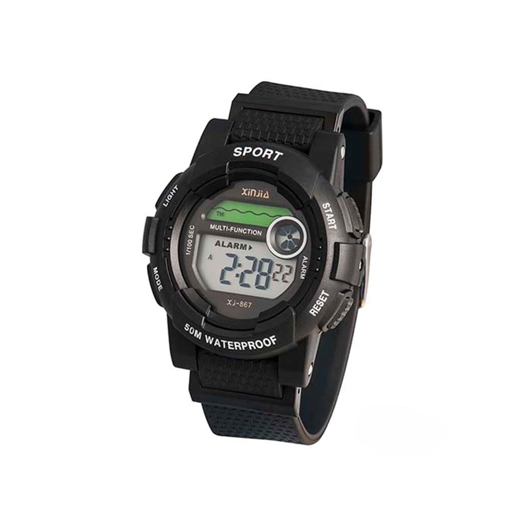 Relógio Infantil Esportivo Preto Digital Pulseira Silicone