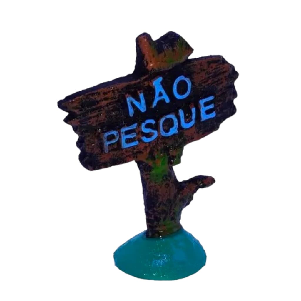 Enfeite Decoração de Aquário Placa Não Pesque de Resina