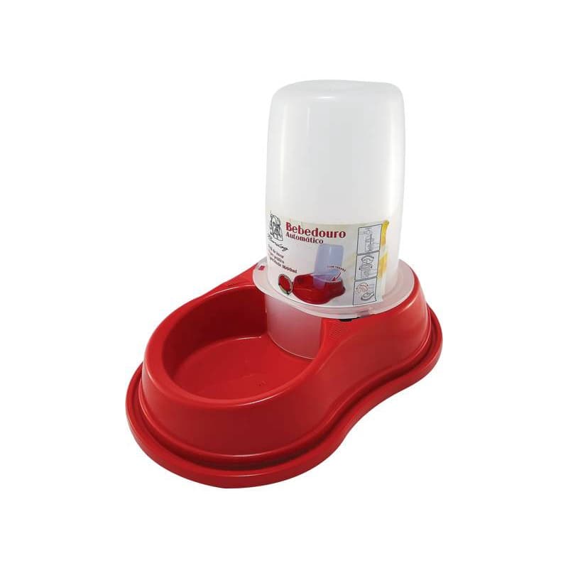 Bebedouro Automático Para Cães e Gatos Vermelho com Trava