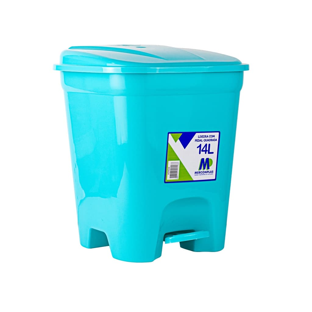 LIXEIRA C/PEDAL QUADRADA 14 L VERDE MERCONPLAS